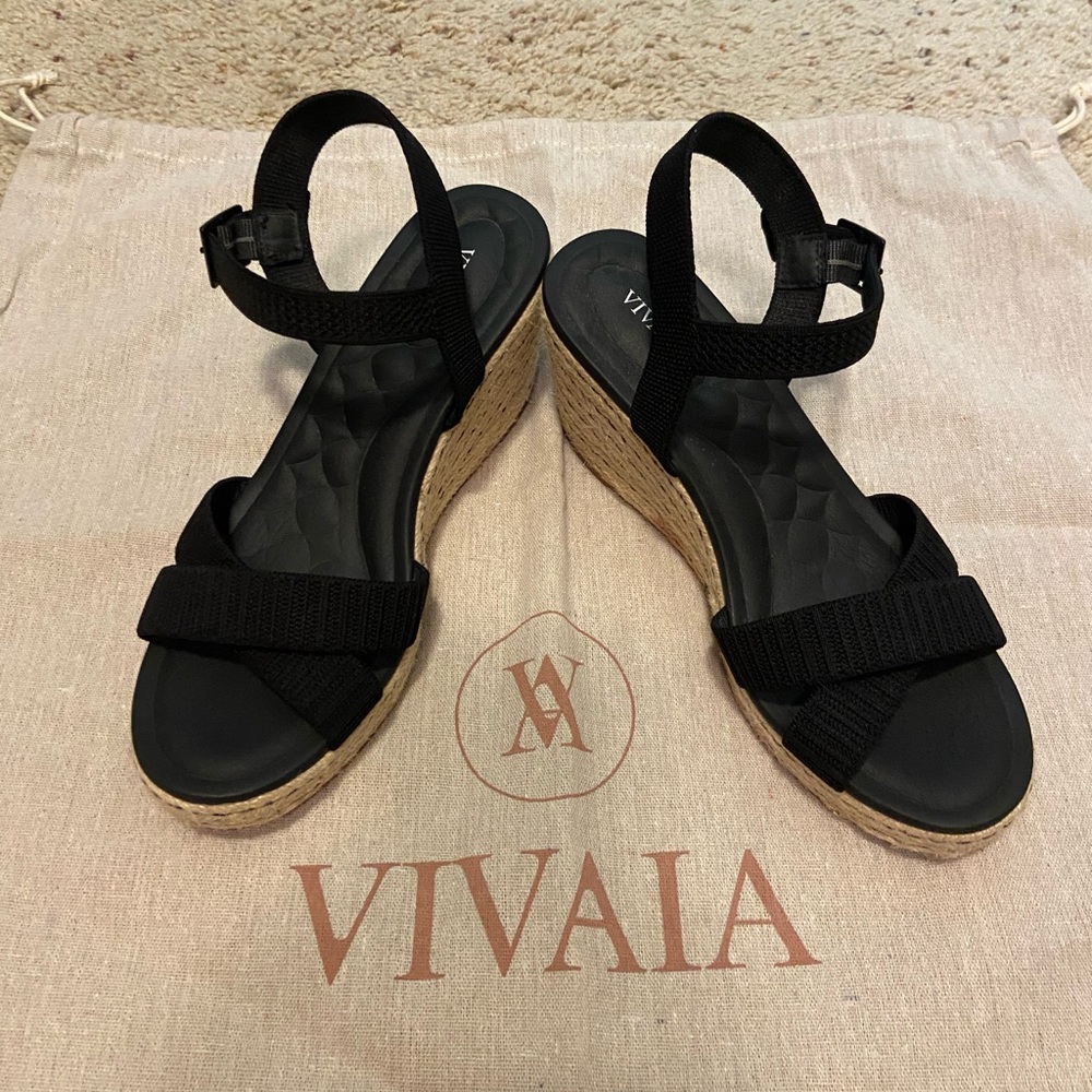 Black Wedge Sandals for Women